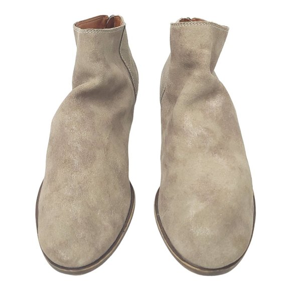 Lucky Brand Bremma Suede Leather Ankle Boots Size US 10 EU 40 Back Zip Taupe - Picture 8 of 11